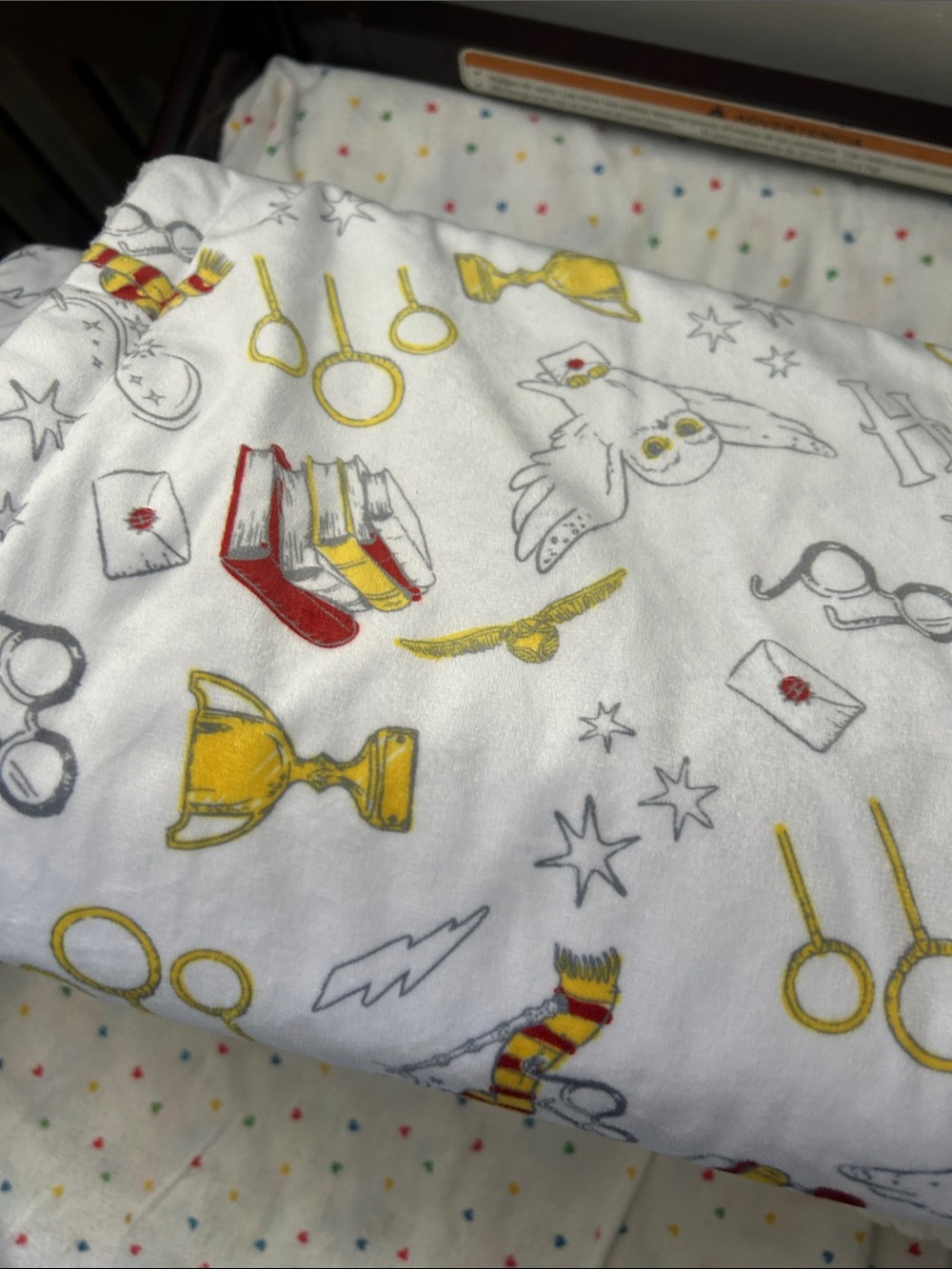 Soft Plush Nursery Blanket Stack - White with Multicolor Accents - Picture 2 of 5
